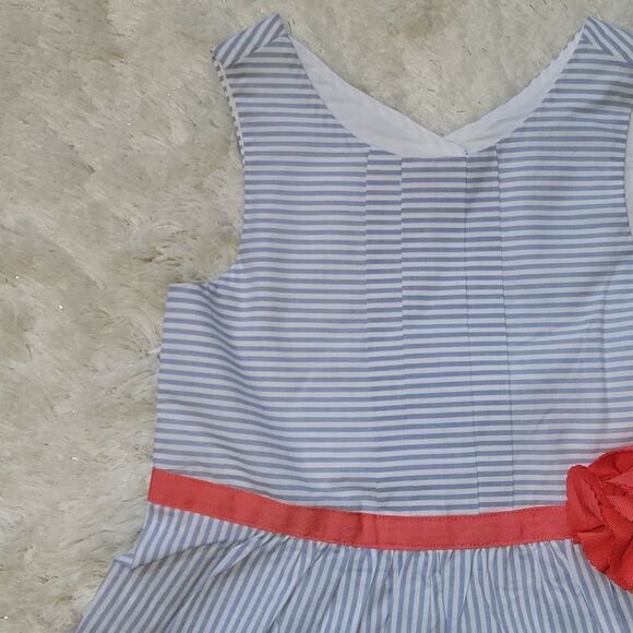 JANIE AND JACK LIGHT BLUE AND WHITE STRIPED TOP WITH RED BOW, SIZE 4 - NEW! - Picture 3 of 10